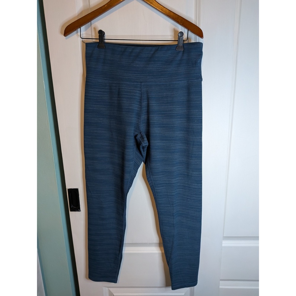Jockey Womens Blue Space Dye High Waisted Athletic Leggings Size L